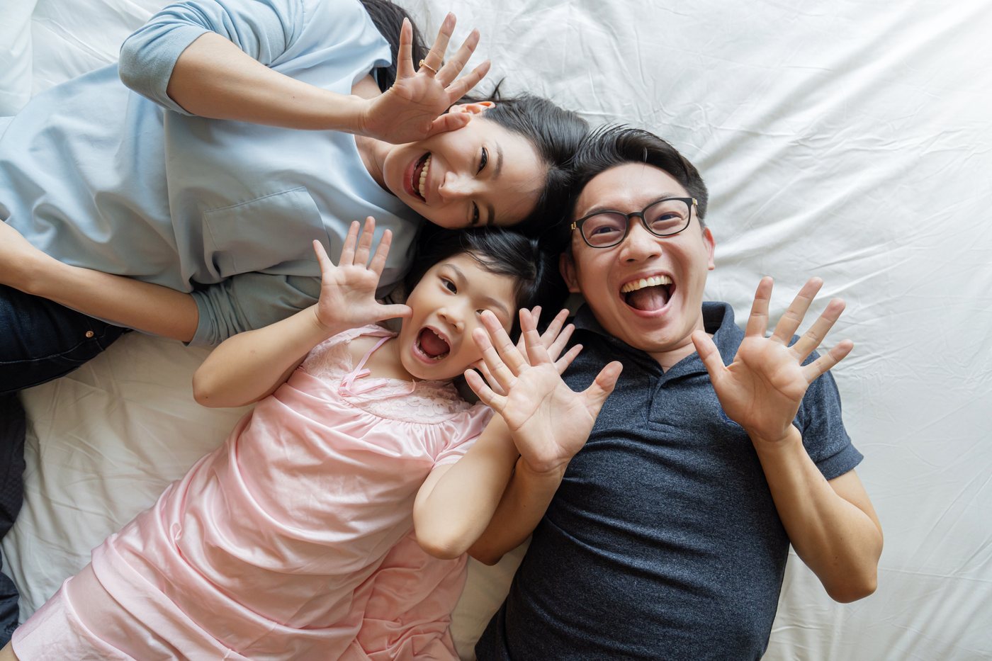 A family relaxing together at home in clean, fresh air